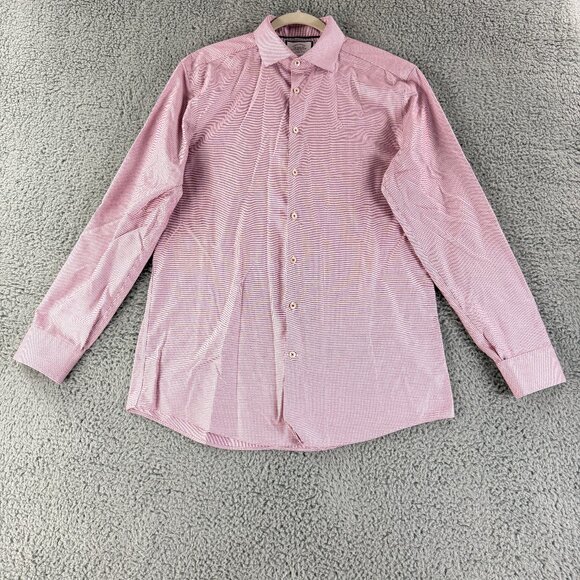 Charles Tyrwhitt Button-Up Shirt Mens Large Red Extra Slim Fit Non-Iron Cotton - Picture 1 of 12